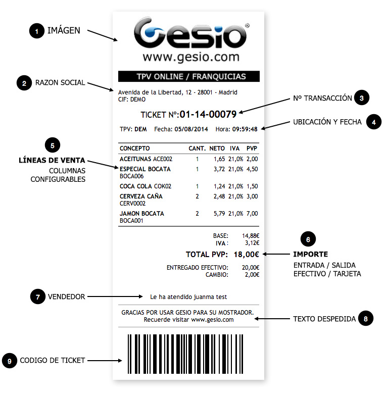 Detalles Del Ticket Utilidades Básicas Manual De Tpv Pos Online Gesio 8716